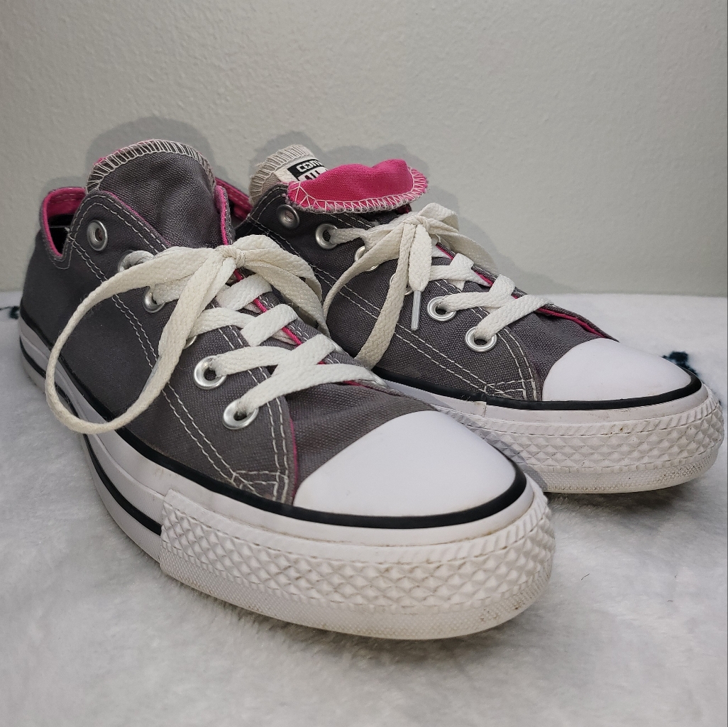 Converse Chuck Taylor All Star Gray Double Tongue Low Top Sneakers Sz 9